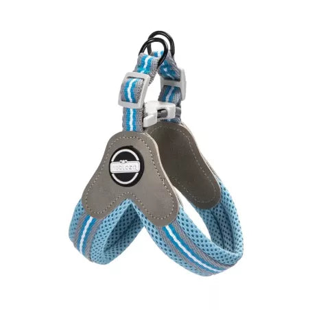 Plavi podesiv am za male pse sa reflektujućim trakama, obim 26-48 cm