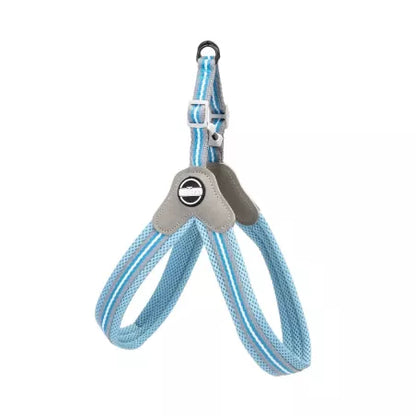 Plavi podesiv am za pse sa reflektujućim trakama, obim 50-70 cm