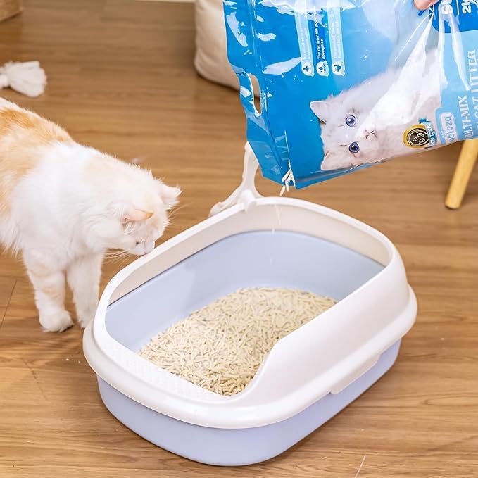 Otvoreni toalet za mačke sa visokim ivicama 45×35×15 cm, siva boja