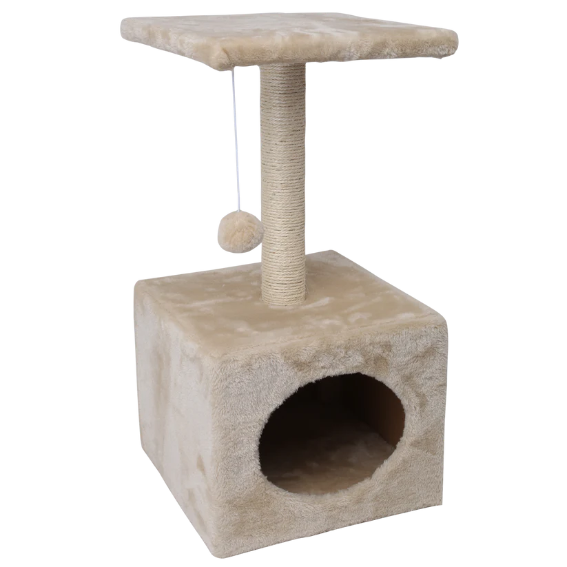 Grebalica za mačke sa platformom igračkom i kućicom