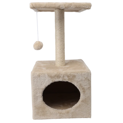 Drvo za mačlke sa grebalicom i kućicom za skrivanje.