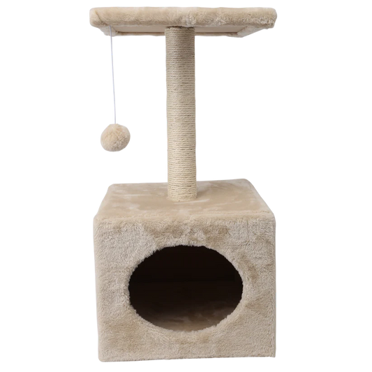 Drvo za mačlke sa grebalicom i kućicom za skrivanje.