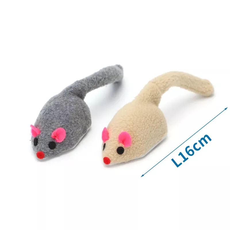 Plišani miš za mačke sa roze ušima i repom, dužina 16 cm, bež boja