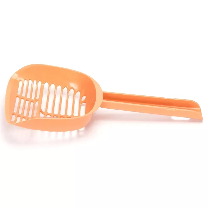 Narandžasta plastična lopatica za mačiji pesak sa ergonomskom drškom