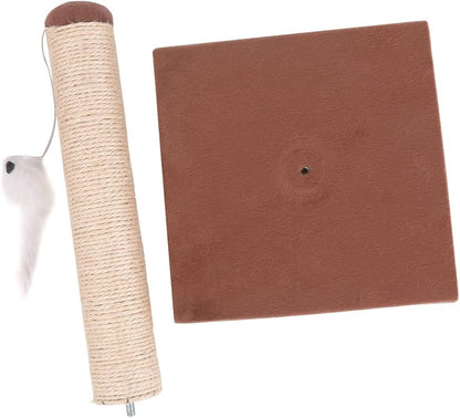 Donja strana braon baze grebalice za mačke, prikaz mesta za pričvršćivanje stuba.