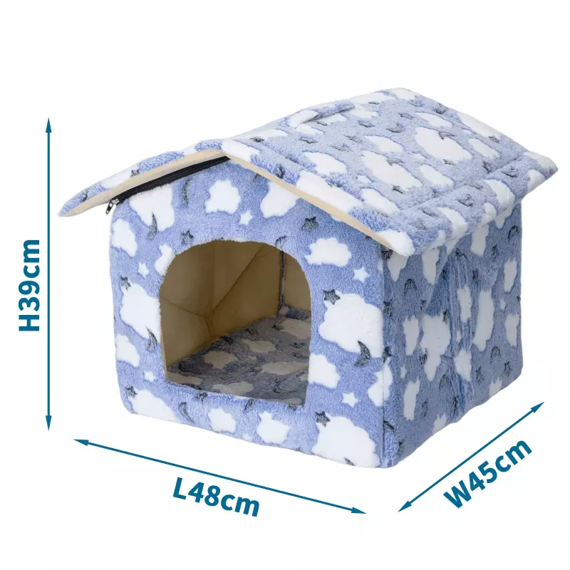 Topla kućica za ljubimce sa dezenom oblaka, idealna za zimske dane