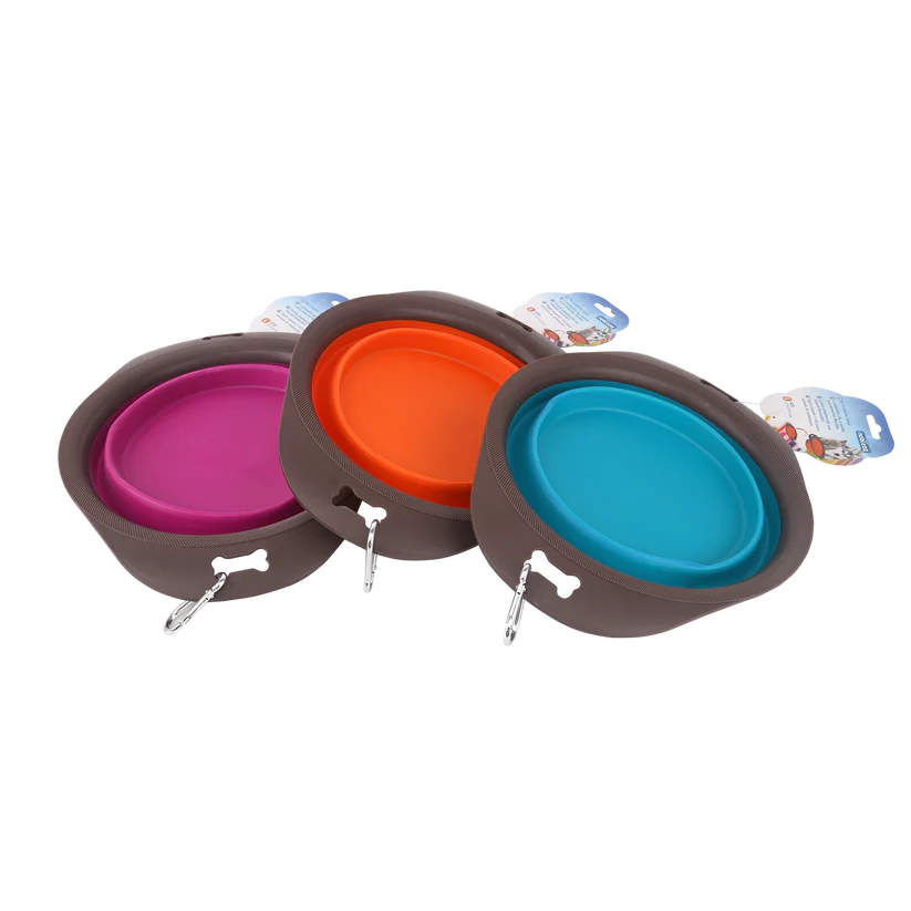 Sklopiva silikonska posuda za pse 350ml sa karabinerom, dostupna u više boja