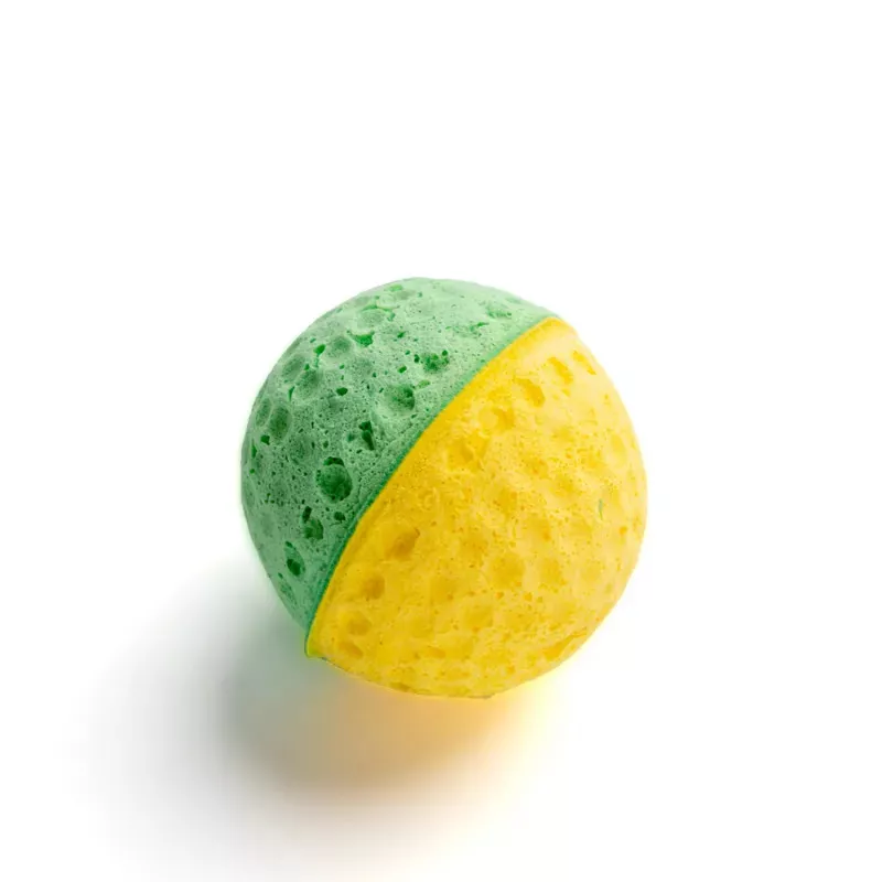 Dvobojne sunđeraste loptice za mačke sa rupicama, prečnik 4 cm, različite kombinacije boja